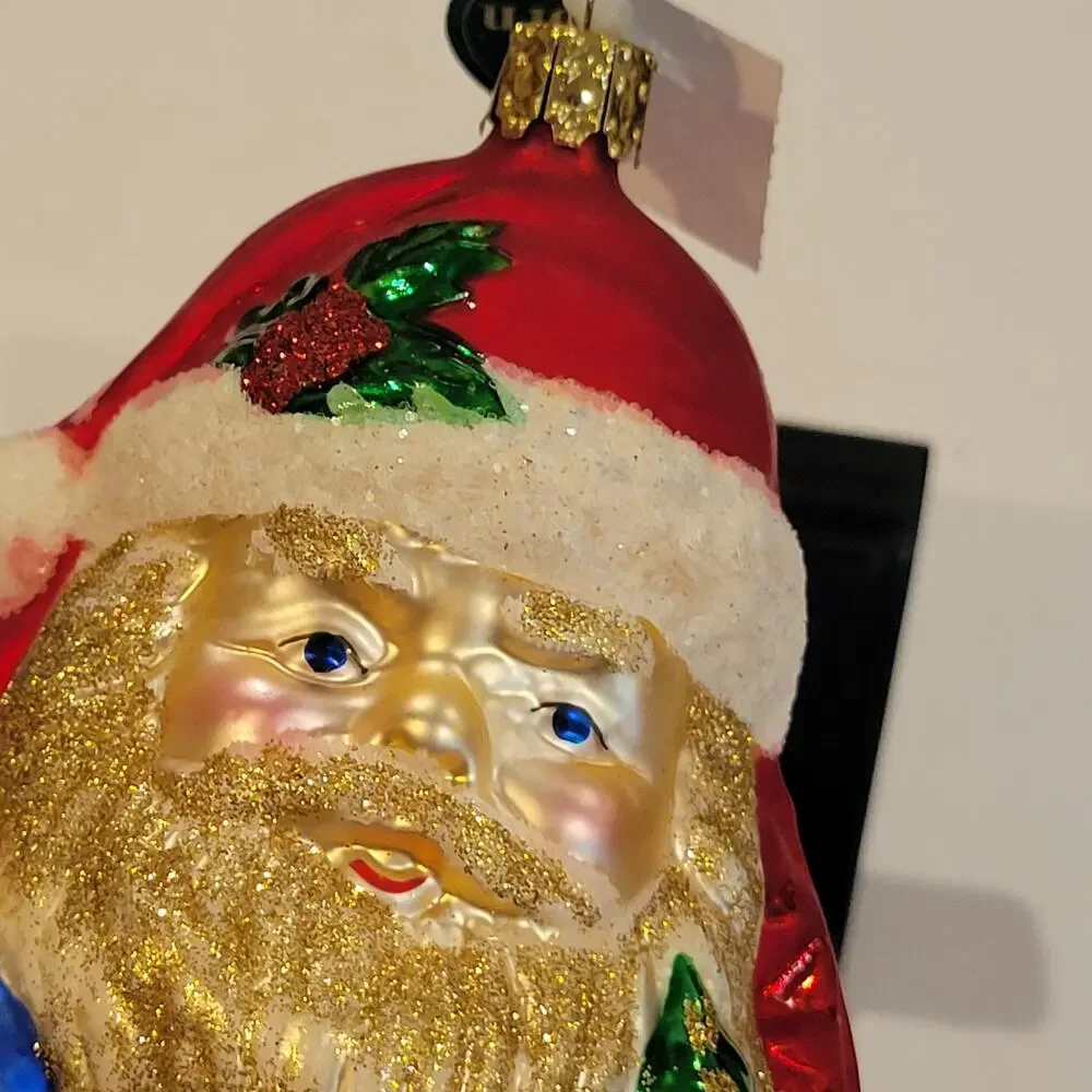 Vintage Christborn Germany Blown Glass Santa Claus Christmas Ornament Cost plus